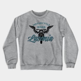 Laconia motorcycle week logo style - black and blue Crewneck Sweatshirt